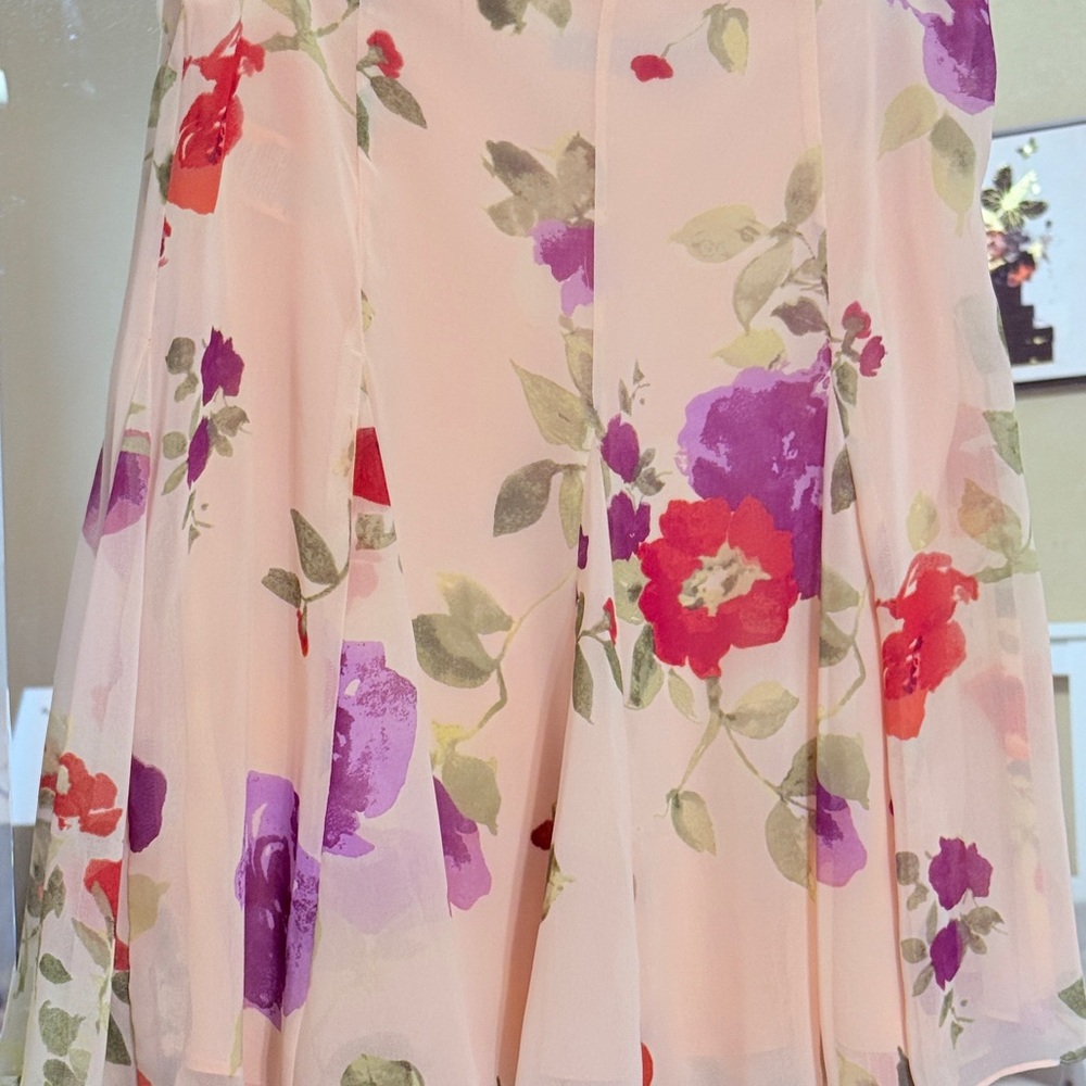 Polo by Ralph Lauren Floral A-Line Skirt - Cream and Purple